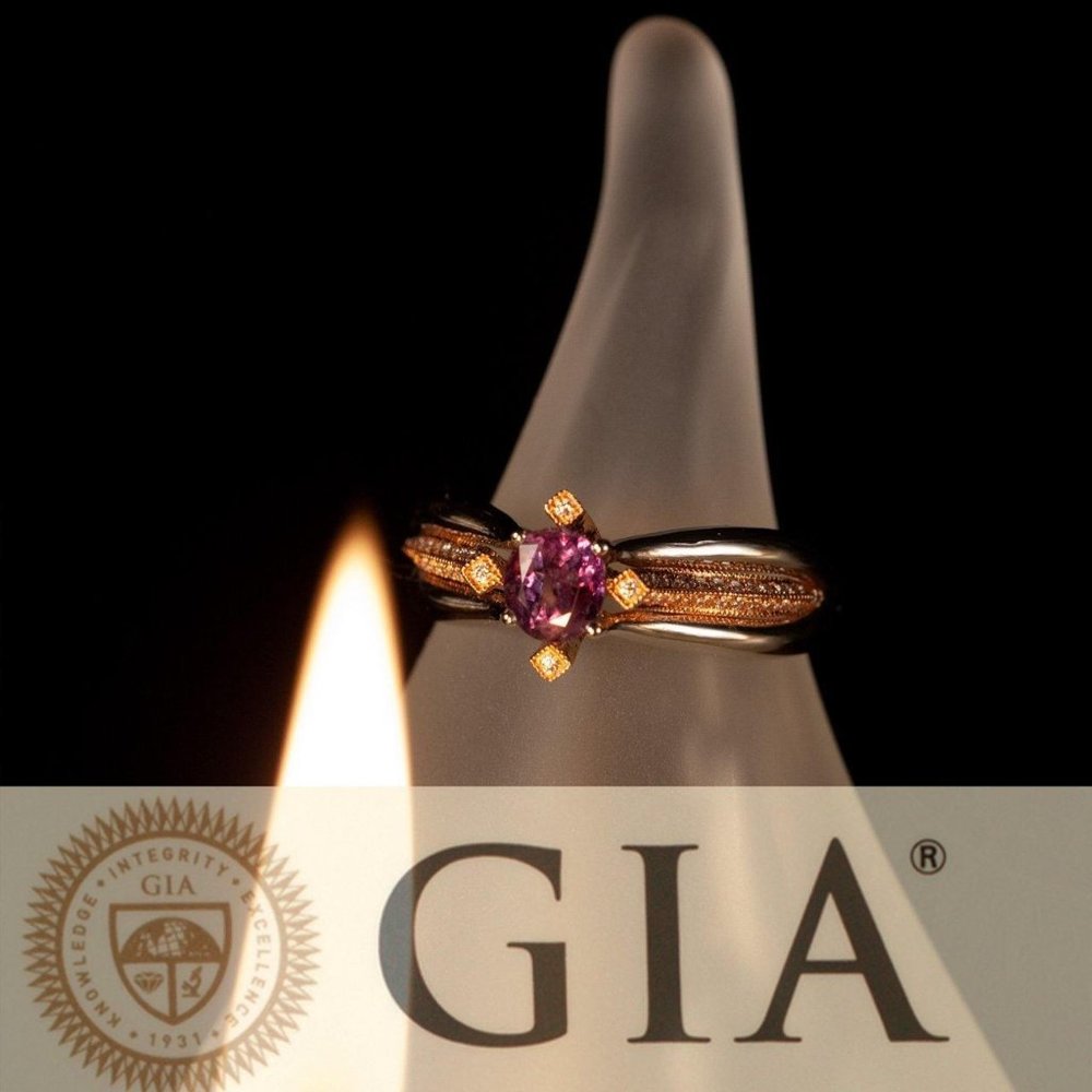Exquisite Natural Alexandrite Diamond 18k  Rose&White Gold Engagement Ring
